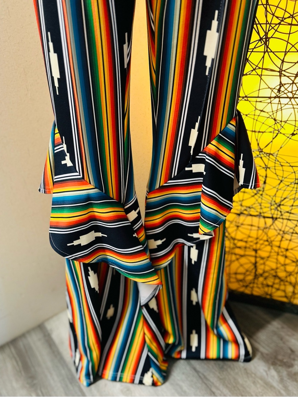 Multicolor Striped Ruffle Boot-Cut southwestern style